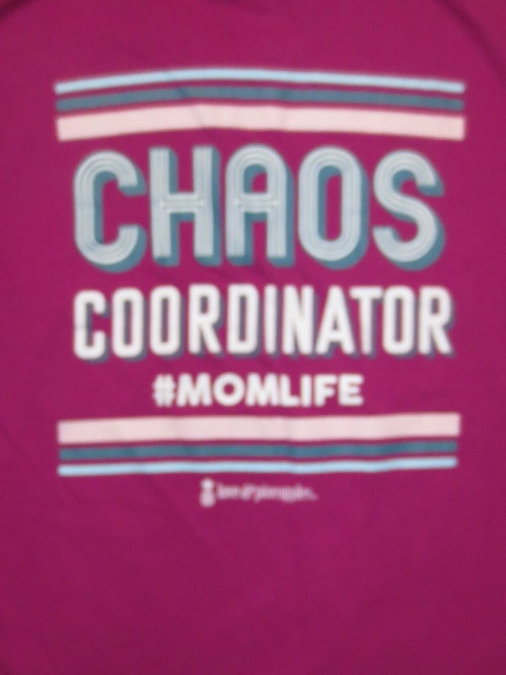 LOVE & PINEAPPLES womens T-SHIRT pink CHAOS #momlife TEE top SIZE M
